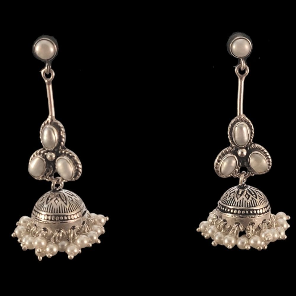 Sterling Handcrafted Pearl Boho Artisan Drop Earrings